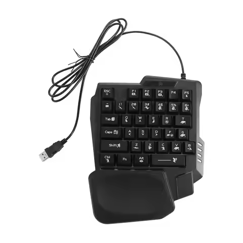 USB Single Hand Keyboard Luminous Ultra-slim One Handedly Keyboard 35 Keys Wired Gaming Mechanical K
