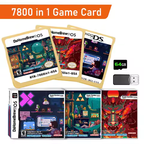 7800 IN1 NDS Card Game Collection 3DS Flash Card Zelda Theme Handheld Game Card for NDSL NDSi 3DS 2D