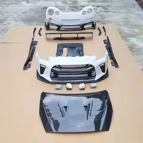 Front Bumper For GTR R35 Upgrade Top Secret Style Body KitRear Bumper Hood Side Skirt