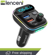 Lencent Bluetooth 5.0 Car Transmitter, Lossless Hi-Fi Sound, Type C PD And QC3.0, Support USB And SD Card