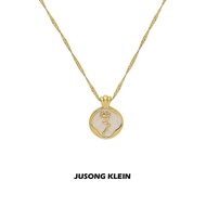 Jusong KLEIN Titanium Steel Necklace Rose Necklace Female Niche Design Drip Glaze Desert Rose Strong Chain