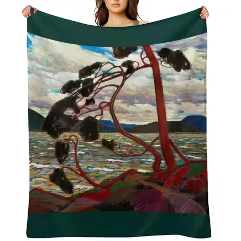 WEST WIND : Vintage 1919 Tom Thomson Algonquin Park Art Print Throw Blanket Luxury Designer for babi