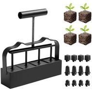 KHAMAL Soil Blocker for Seed Starting 4 Cell - 2 inch Soil Block Maker with Ergonomic Handle & 3 Typ