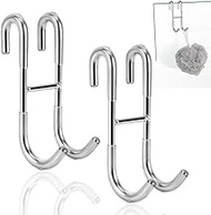HASTHIP® 2Pcs Door Hooks Over-the-door Hanging Hook Stainless Steel Dual-hook Design Door Hooks Glas