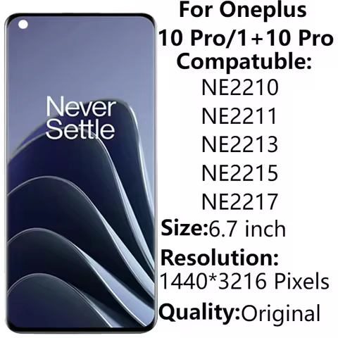 6.7" Original For Oneplus 10 Pro NE2210 NE2211 LCD Display With Frame Touch Screen Digitizer Assembl