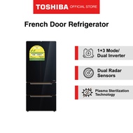 [Bulky] Toshiba GR-RF532WE-PGX(22) Black French Door Refrigerator, 503L,  Energy Rating 2 Ticks