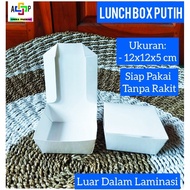 Lunch Box White ivory & Brown UK: 12x12x5 cm (Ready to Use + Internal Lamination) Paper Lunch Box