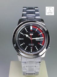 นาฬิกาข้อมือผู้ชาย ไซโก้ Seiko 5 รุ่น SNKK31K1 Automatic 21 Automatic Men's Watch Stainless หน้าปัทม์สีดำ สายสีเงิน  ของเเท้ 100% CafeNalika