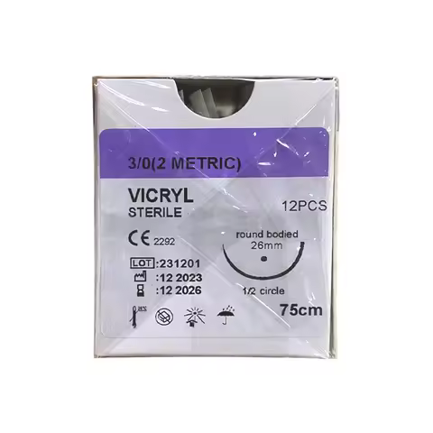 Free Shipping CE 12 PCS Vicryl PGA PGLA910 Surgical Suture 2/0 3/0 4/0 Nylon Silk Suture 75cm Polypr