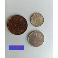 Old Coins Collection/Foreign-Netherlands ( Pre-Euro )-1 Set x 3 Coins - 5 Cent (1978) 10 Cent (1977)