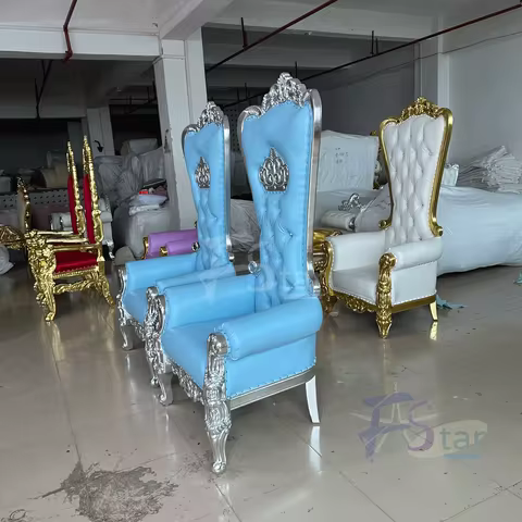 2pcs Wholesale Hotel Luxury Throne Chair Event Gold White Wedding Throne Chair
