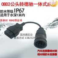 DEUTSCH 9-Pin Male Penyambung DEUTSCH ke OBD Male 16-Pin Automotif Penyambung Kabel