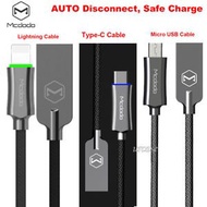 Mcdodo Smart Auto Disconnect Micro USB Lightning Type-C Data Charge Cable