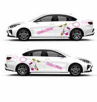 Tem sườn ô tô hello kitty. 1 bộ đủ 2 bên sườn dán mọi màu xe