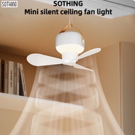 Sothing Wireless Mini Silent Ceiling Fan Light LED night light Can Hang Ceiling Fan Charging portable Dormitory Bed aircond Student Small usb Electric Fan with Light Summer Outdoor air cooler Camping Tent High Wind Bedside lamp gift Ceiling Fan Light