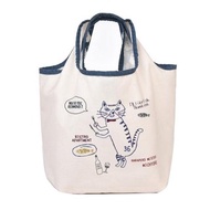 Kusuguru Japan 飢餓貓貓Michyoro帆布厚底手提包 外出購物包 -藍