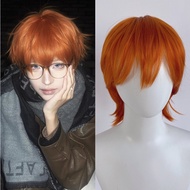 Orange Wig Short Hair Wolf Cut Wig Synthetic High Temperature Fiber Wig for Women Men Cosplay Party 