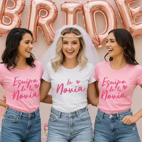 Spanish Girls Bachelorette Party Matching T-shirts: Team Bride Bridesmaid Graphic Tops 2026 Casual F