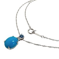 Pre-owned women's necklace featuring 1.61ct turquoise, 0.05ct benitoite, and 0.02ct diamonds in 18K 