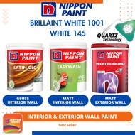 NIPPON PAINT BRILLIAN WHITE 1001 WHITE 145 5L 18L EASYWASH SATIN GLO WEATHERBOND WATER BASED PAINT
