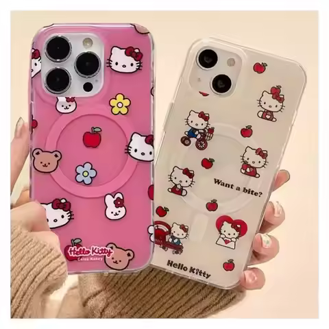 Magsafe Wireless Charge Hello Kitty Casing For Iphone 17 16 Pro Max 17 Air 15 14 12 13 11 Pro Max 16