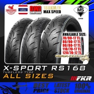TAYAR FKR TUBELESS TYRE X-SPORT DUAL COMPOUND (DWI) RS168 70,80,90,110,120/70,80,90-17 (PATTERN VICT