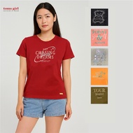 Toms Girl Loose Cut short sleeve T-shirt with print for ladies women 100% fully cotton made in malay