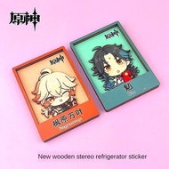 Creative Genshin Impact 3D Magnetic Wooden Fridge Sticker Fun Cute Student Gift 0VB7