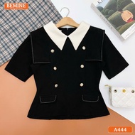 BEMINE V-neck shirt with peplum buttons-A444