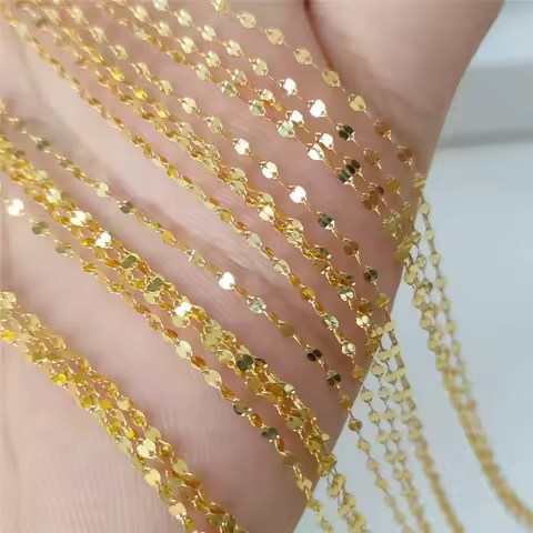 YUNLI Real 9K Gold Jewelry Necklace Simple Tile Chain Design Pure AU375 Pendant Chain for Women Fine