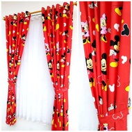 Gorden karakter mickey mouse merah tirai jendela pintu minimalis dekorasi kamar tidur anak