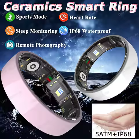 2026 Ceramic Smart Rings Remote Control Heart Rate/Blood Oxygen/Sleep Health Monitoring Sports IP68&