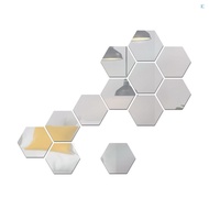 12PCS Hexagon Mirror Wall Stickers Removable Wall Decals Acrylic Decorative Mirror DIY Home Decorations for Bedroom Bathroom Living Room