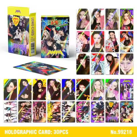 30Pcs IVE AESP ALLDAYPROJECT Laser Photocards Kpop Star Collection Lomo Cards Holographic Flash Card
