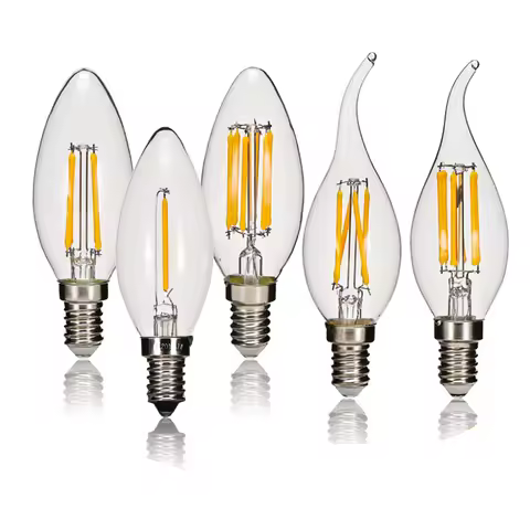 Super Bright E14 LED Bulb AC220 4W 8W 12W Filament Candle Light C35 C35L Edison Bulb Retro Antique V