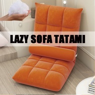 Foldable Tatami Lazy Sofa Adjustable Single Folding Sofa Recliner Chair Cushion Floor Chair Bed Ker with Lumbar Pillow