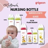 Pigeon SofTouch Wide-Neck Borosilicate Glass Nursing Bottle / Botol Susu Pigeon / Botol Susu Baby / 