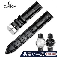 Omega Watch Strap Genuine Leather Model Butterfly Speedmaster Seamaster 300/600 Cowhide Pin Buckle Black Men And Women 20m