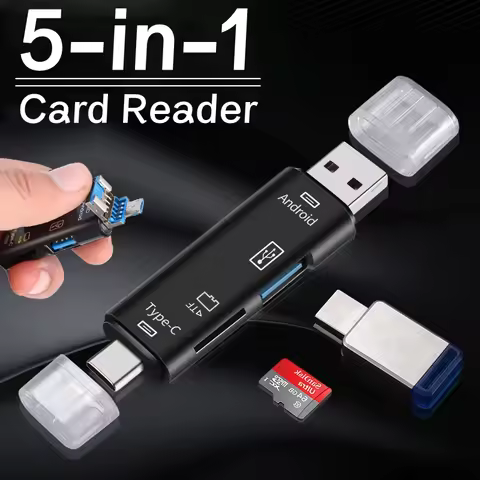 5 In 1 Multifunction OTG Micro SD Reader Flash Drive Smart Memory Card Reader Type C Cardreader USB 
