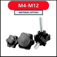 Six Star Knob Screw M4-M12 8-100mm Grade 10.9 Alloy Steel Easy Install Strong Durable (2-10pcs) [FKY