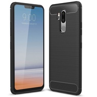 For LG G7 ThinQ Brushed Texture Carbon Fiber Shockproof TPU Protective Back Case