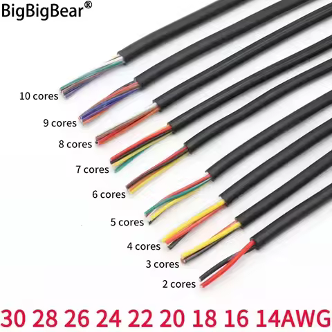 2/5/10M UL2464 Sheathed Wire Cable 30 28 26 24 22 20 18 16AWG Copper Signal Cable 2 3 4 5 6 7 8 9 10