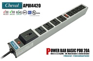 CHEVAL APUI4420 PDU 20A-220V ปลั๊ก Universal 4 ช่อง + International 4 ช่อง มี Main Breaker สวิตส์กัน
