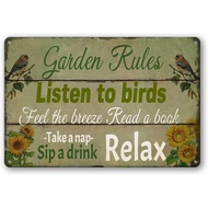 Garden Rules Sign,Vintage Garden Metal Tin Signs Plaque for Home Yard Garden Porch Patio Shed Decor 