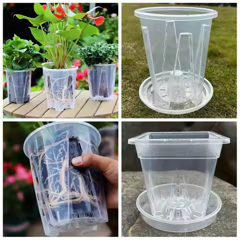 Clear Transparent Flower Pot Round Square Plastic Plant Pot with Holes Cattleya Planting Orchid Pot 