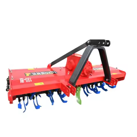 Rotary Tiller, Plough, Harrow — Tractor Equipped with Farm Tools for Tillage