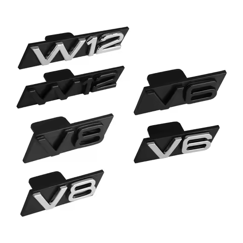 1PCS W12 V8 V6 Emblem Car Front Grille Badge Tuning Valve Cap For Audi Sline A1 A3 8P RS4 B5 B6 B7 R
