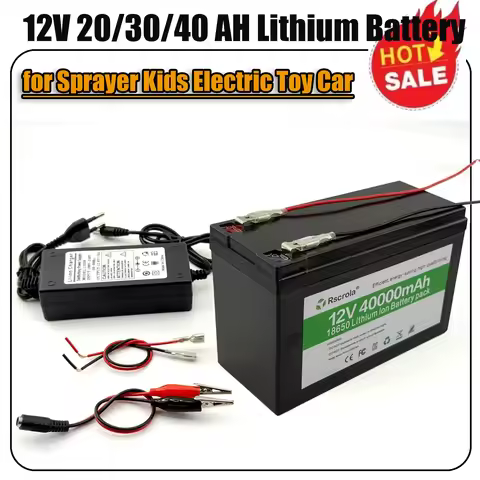 Black 12V Battery 40Ah 30Ah 20Ah 18650 Lithium Battery Pack Sprayer Built-in High Current BMS Electr