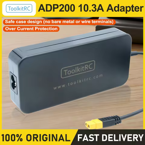ToolkitRC ADP200 200W Power Supply 19.5V 10.3A XT60 Interface Charger Adapter Compatible with ISDT Q