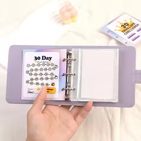 30 Day Envelope Challenge Binder Envelope Binder For Cash Saving Challenge PU Leather Money Organize